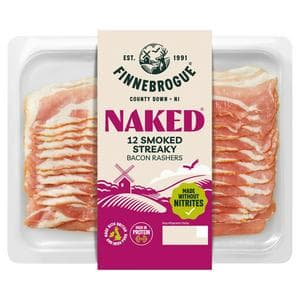 Finnebrogue Naked Smoked Streaky Bacon Rashers x12 200g