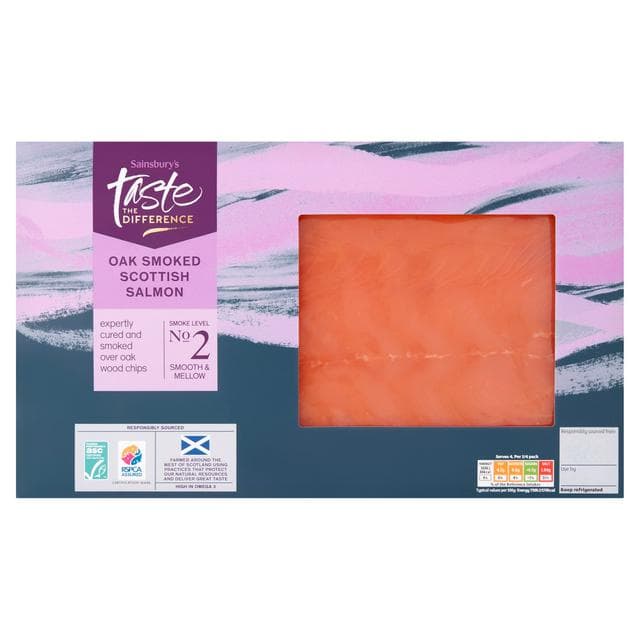 Sainsbury's ASC Oak Smoked Scottish Salmon, Taste the Difference 200g (Ready to eat) - gallery image 1