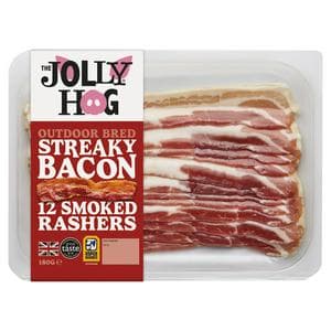 The Jolly Hog 12 x British Smoked Streaky Bacon Rashers 180g