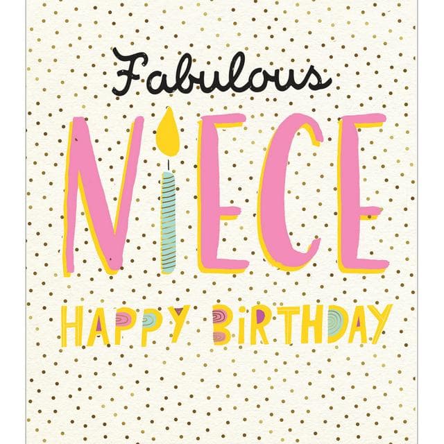 Pigment Productions Happy Birthday Niece Card Fabulous Niece Dotty Candle Greeting Card - gallery image 1