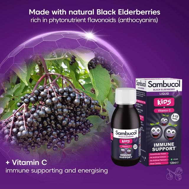 Sambucol Black Elderberry Liquid for Kids + Vitamin C 1-12 Years 120ml - gallery image 4