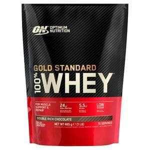 Optimum Nutrition Gold Standard Whey Protein Powder Double Rich Chocolate Flavour 15 Servings 450g