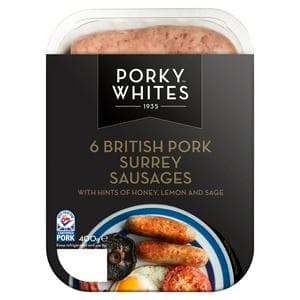 Porky Whites Surreys Premium British Pork Sausages x6 400g