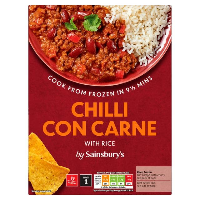 Sainsbury's Chilli Con Carne & White Rice Ready Meal For 1 400g - gallery image 1