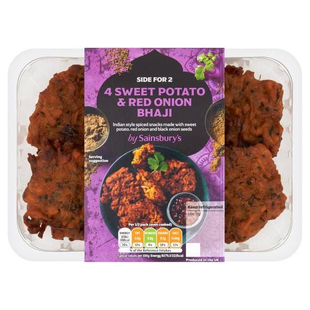 Sainsbury's Sweet Potato & Red Onion Bhaji x4 200g - gallery image 1
