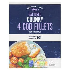 Sainsbury's Chunky Battered Cod x4 500g
