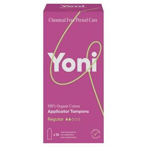 Yoni Organic Cotton Applicator Tampons Medium x16