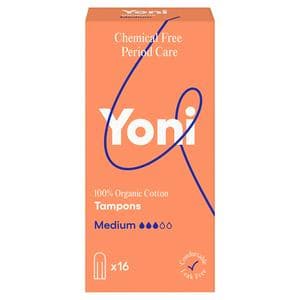 Yoni Organic Cotton Non Applicator Tampon Medium x16