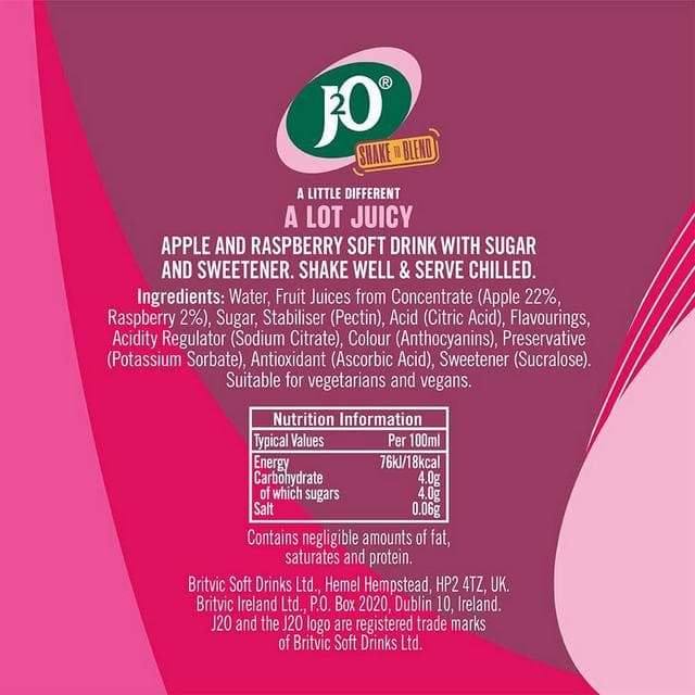 J2O Apple & Raspberry Fruit Blend 10 x 275ml - gallery image 4