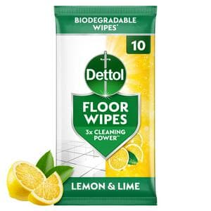 Dettol Multipurpose Antibacterial Biodegradable Floor Cleaning Wipes Lemon x10