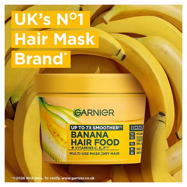 Garnier Ultimate Blends Hair Food Banana 3-in-1 Dry Vegan Hair Mask 390ml - gallery image 2