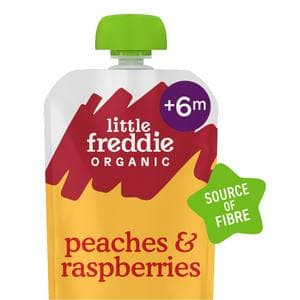 Little Freddie Organic Peaches & Raspberries Baby Food Pouch 6+ Months 100g