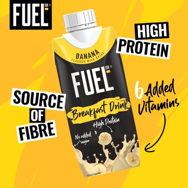 FUEL10K 330ml On the Go Ready to Drink Breakfast High Protein Banana Milk Shake - gallery image 2