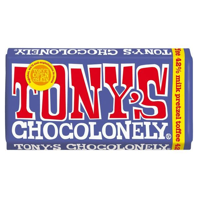 Tony's Chocolonely Dark Milk Chocolate Pretzel Toffee 42% 180g - gallery image 1