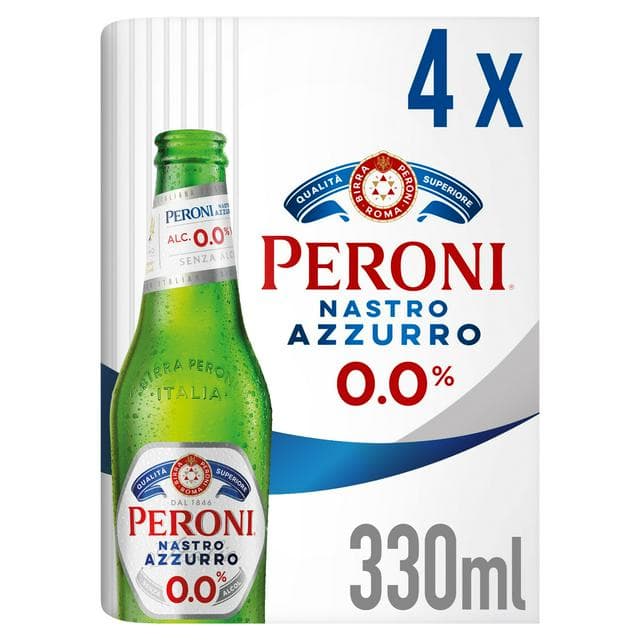 Peroni Nastro Azzurro 0% Alcohol Free Beer 4 x 330ml - gallery image 1