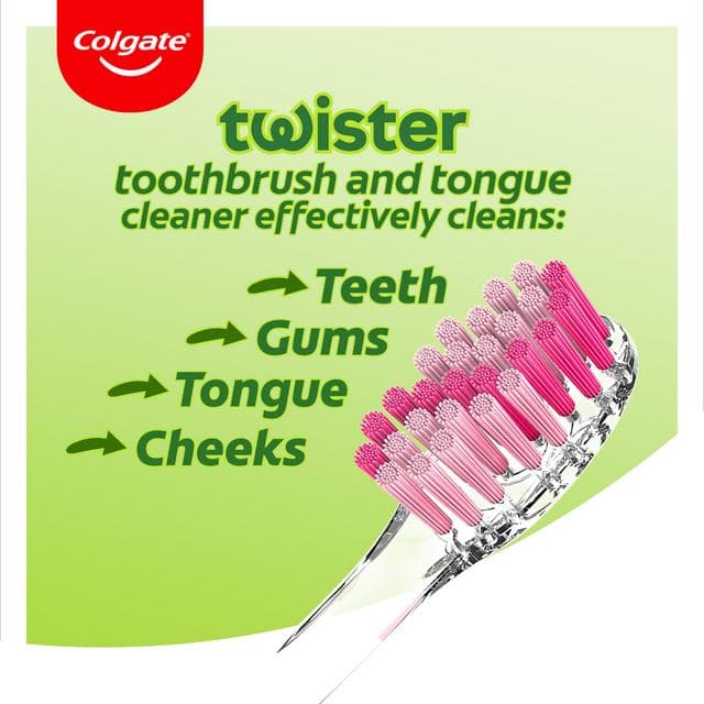 Colgate Twister Fresh Medium Manual Toothbrush Pack x2 - gallery image 3