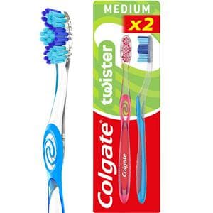 Colgate Twister Fresh Medium Manual Toothbrush Pack x2