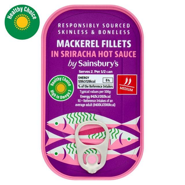 Sainsbury's Mackerel Fillets in Sriracha Hot Sauce 125g - gallery image 1