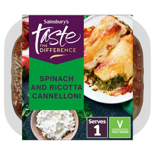 Sainsbury's Spinach & Ricotta Cannelloni Ready Meal For 1, Taste the Difference 400g - gallery image 1