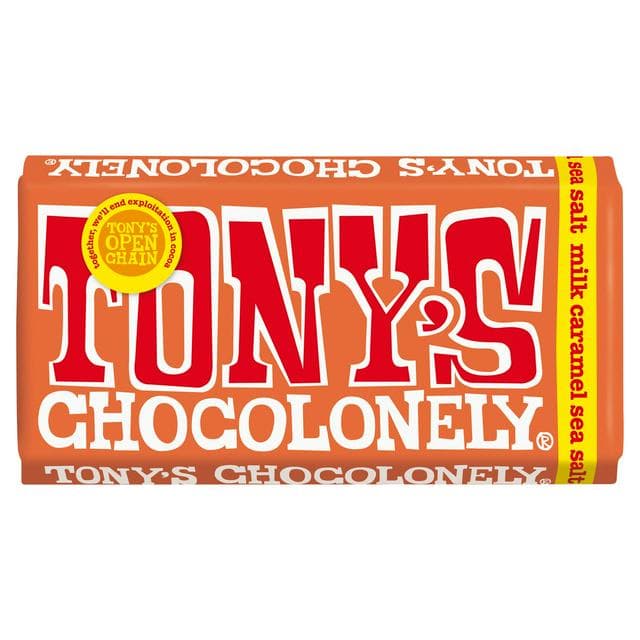 Tony's Chocolonely Milk Chocolate Caramel Sea Salt 180g - gallery image 1