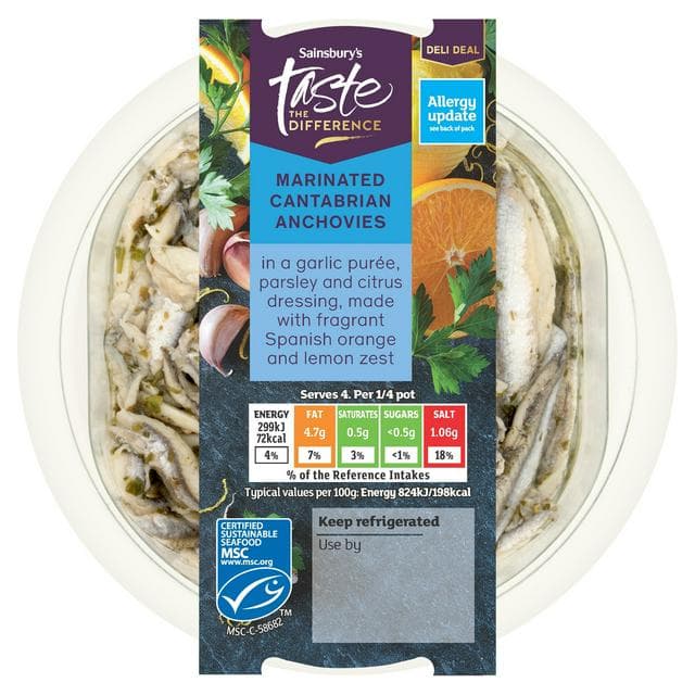 Sainsbury's Marinated Anchovies, Taste the Difference 145g - gallery image 1