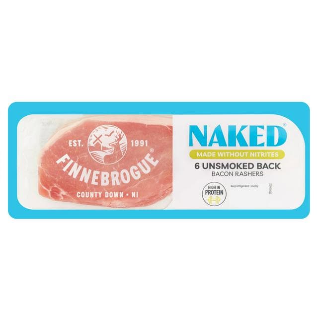 Finnebrogue Naked Unsmoked Back Bacon Rashers x6 200g - gallery image 1