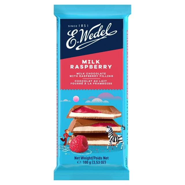 E. Wedel Milk Chocolate with Raspberry Filling 100g - gallery image 1