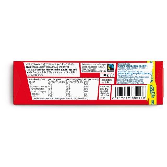 Tony's Chocolonely 50g Milk Chocolate - gallery image 2