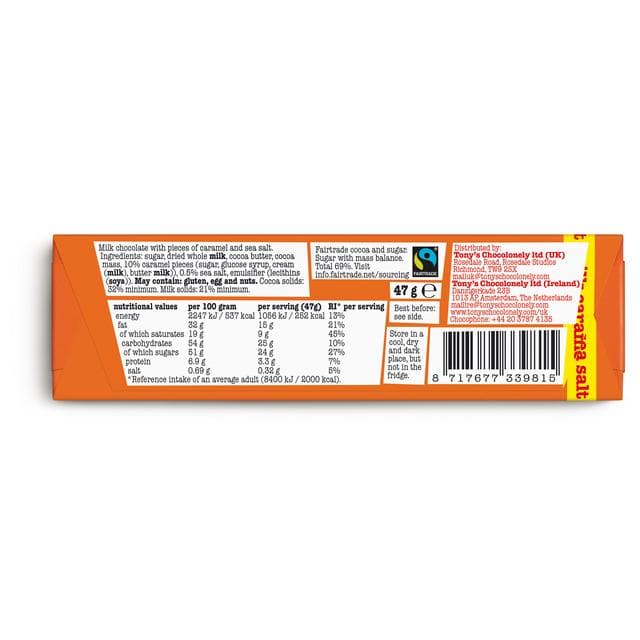 Tony's Chocolonely 47g Milk Caramel Sea Salt Chocolate - gallery image 2