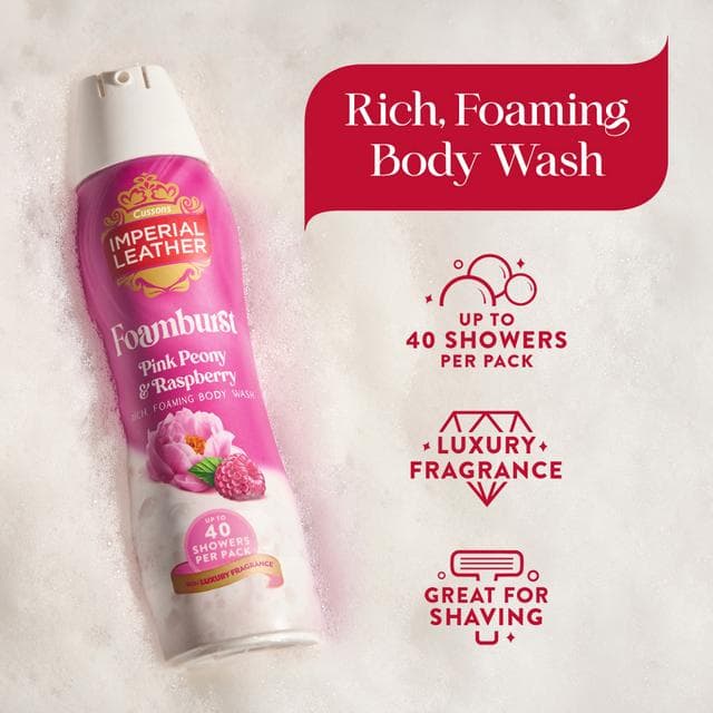 Imperial Leather 200ml Foamburst Nourishing Pink Peony & Raspberry Body Wash - gallery image 2