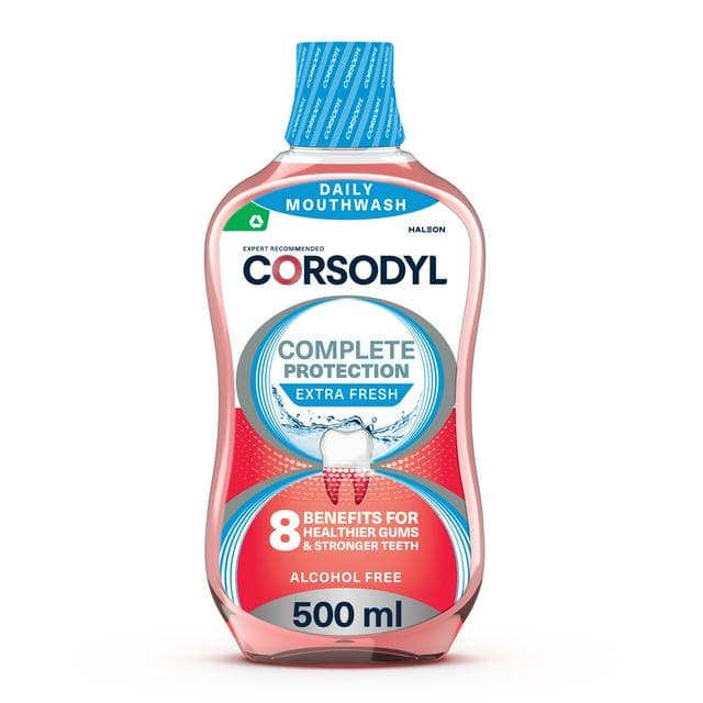 Corsodyl Complete Protection Gum Care Mouthwash Extra Fresh 500ml - gallery image 1