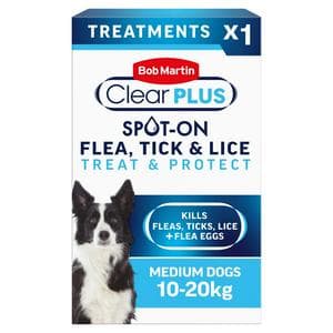 Bob Martin Clear Plus Spot On Flea & Tick Treatment for Medium Dogs