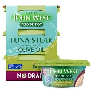 John West No Drain Fridge Pot Tuna Steak with a Little Olive Oil 3x110g