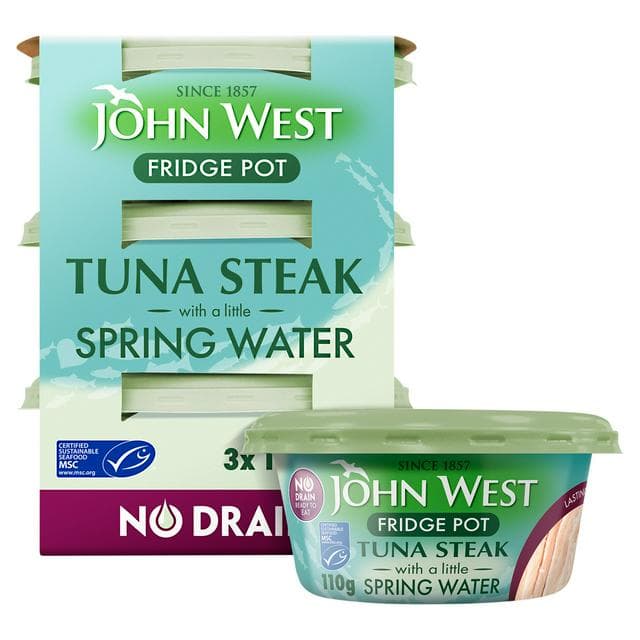 John West No Drain Fridge Pot Tuna Steak with a Little Spring Water 3x110g - gallery image 1