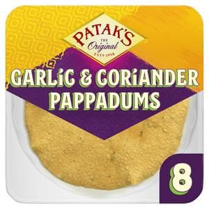 Pataks Garlic & Coriander Poppadoms x8