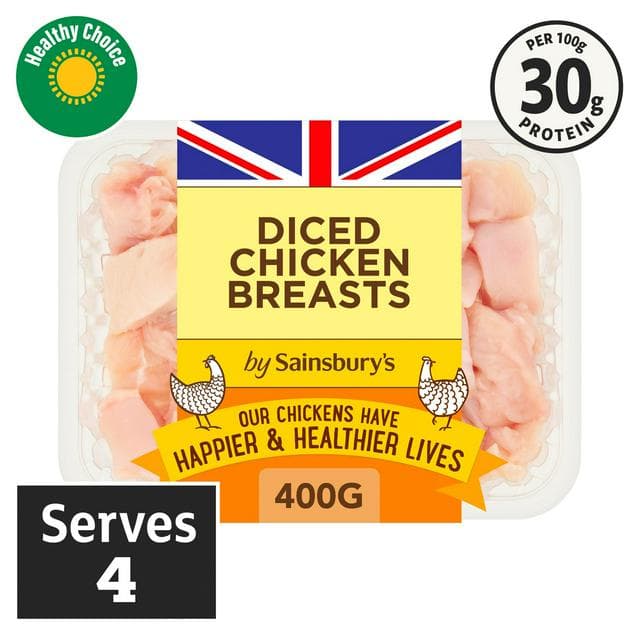 Sainsbury's 400g British Fresh Diced Chicken Breast - gallery image 1