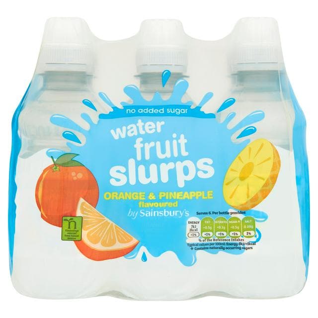 Sainsbury's No Added Sugar Fruit Slurps Orange & Pineapple Flavoured 6x250ml - gallery image 1