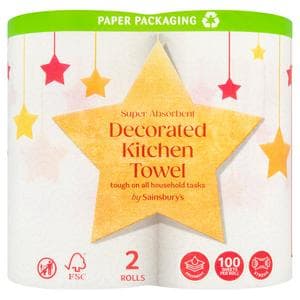 Sainsbury's Super Absorbent Decorated Kitchen Towel Rolls x2