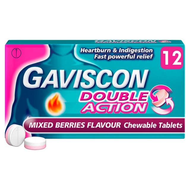 Gaviscon Double Action Heartburn & Indigestion Mixed Berries Flavour Tablets x12 - gallery image 2
