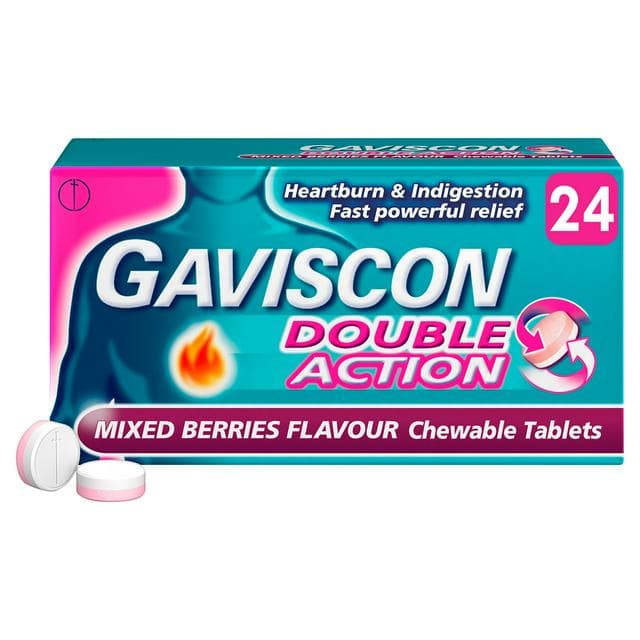 Gaviscon Double Action Heartburn & Indigestion Mixed Berries Tablets x24 - gallery image 1