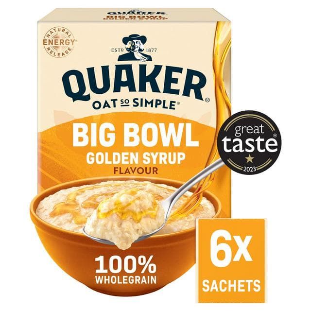 Quaker Oat So Simple Big Bowl Golden Syrup Porridge Sachets 6x49.6g - gallery image 1