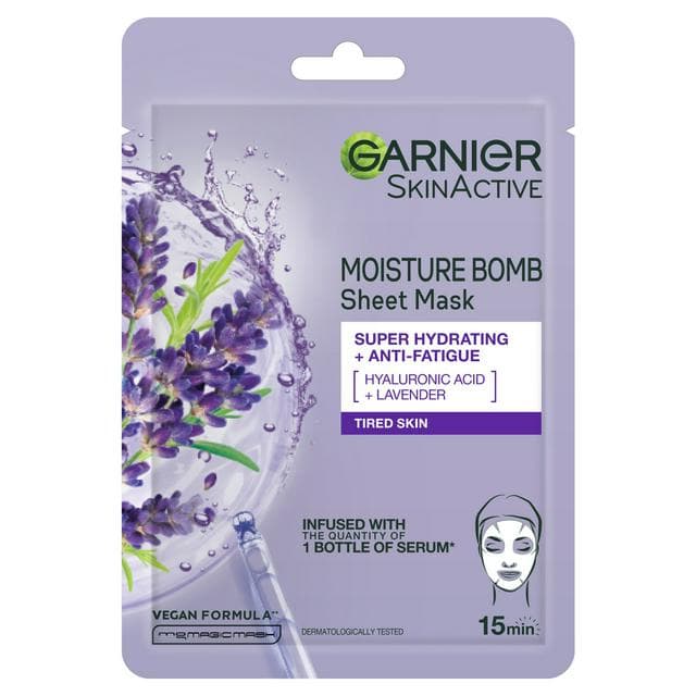 Garnier Fatigued Skin Lavender Hydrating Moisture Bomb Face Sheet Mask 28g - gallery image 1