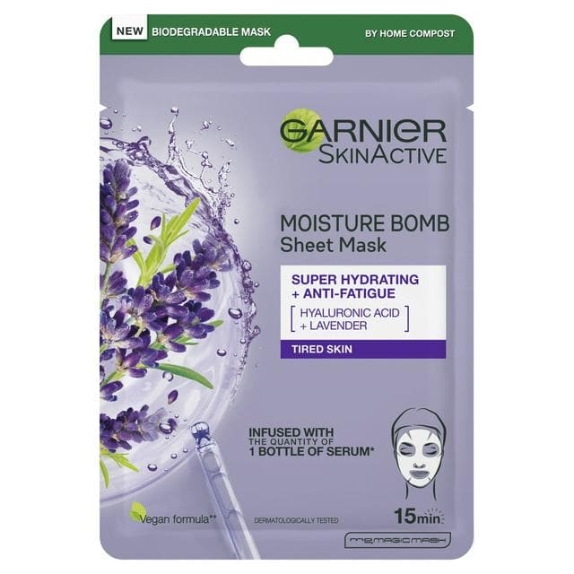 Garnier Fatigued Skin Lavender Hydrating Moisture Bomb Face Sheet Mask 28g - gallery image 1