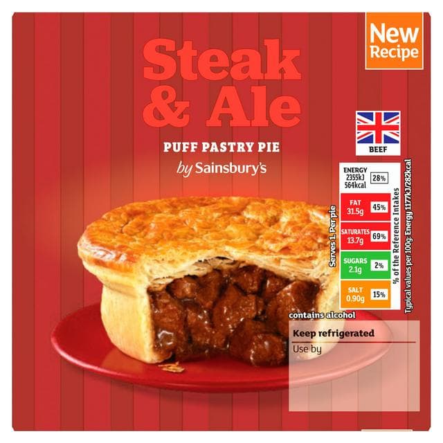 Sainsbury's Steak & Ale Puff Pastry Pie 200g - gallery image 1