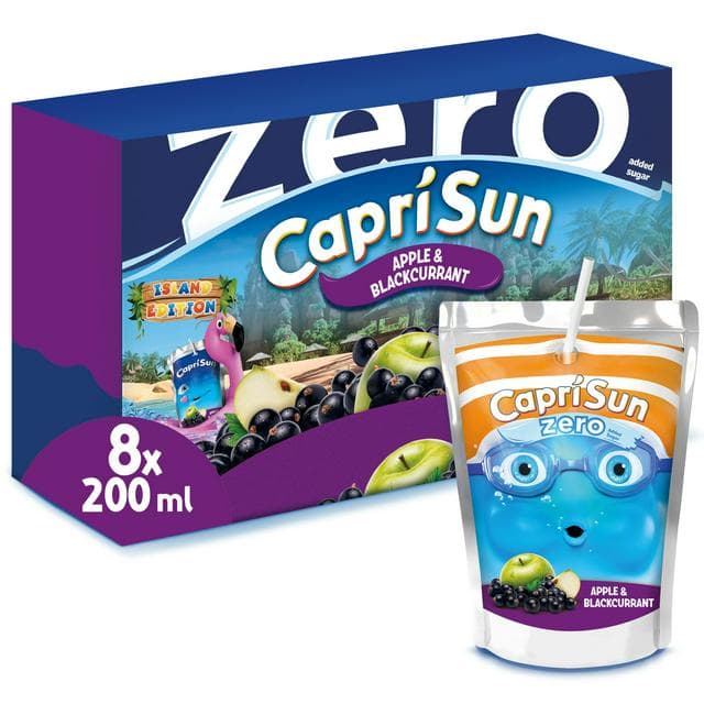 Capri Sun 8 x 200ml Zero Apple and Blackcurrant Kids Juice Drink - gallery image 1