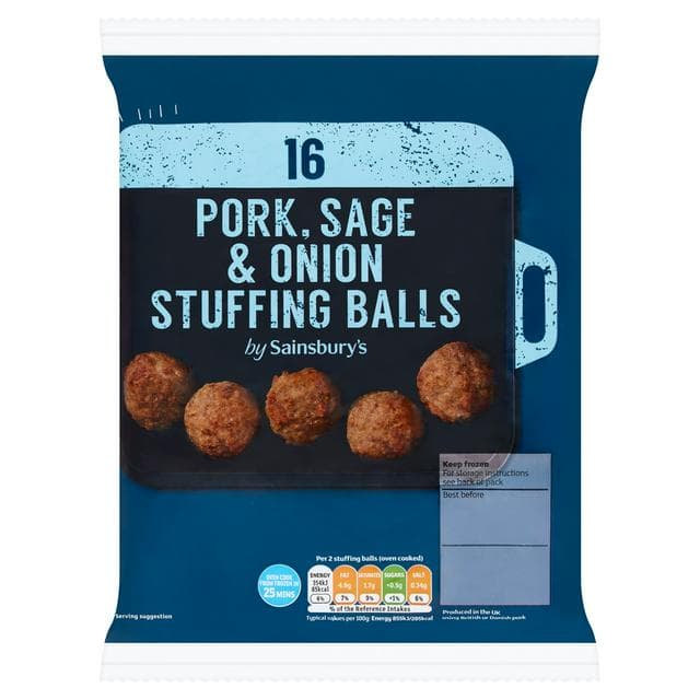 Sainsbury's 16 Pork, Sage & Onion Stuffing Balls 400g - gallery image 1