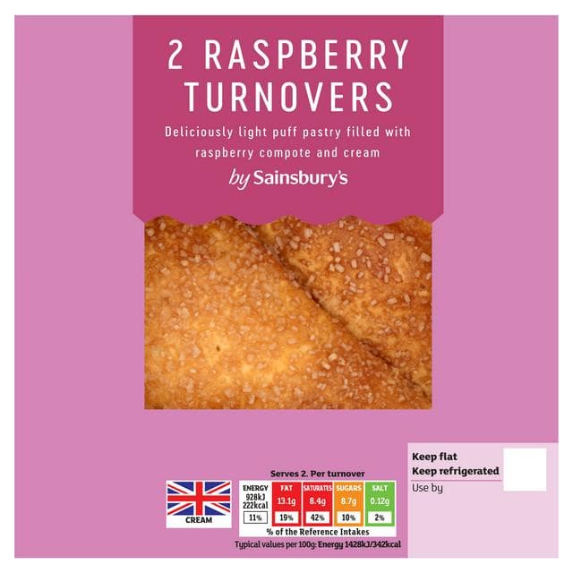 Sainsbury's Raspberry Turnovers 2 x 65g - gallery image 1