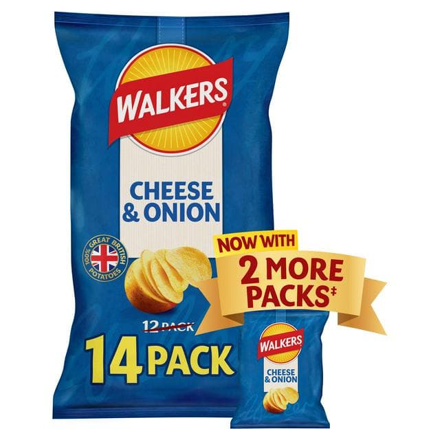 Walkers 14 x 25g Cheese & Onion Multipack Crisps - gallery image 1
