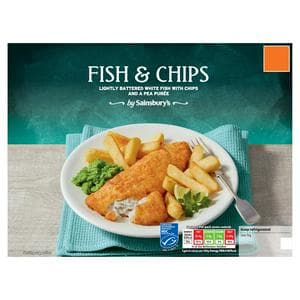 Sainsbury's 410g Lightly Battered White Fish with Chips and a Pea Purée