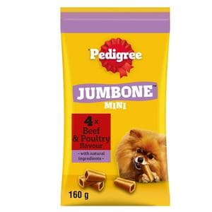 Pedigree Jumbone Mini Adult Small Dog Treats Beef & Poultry Chews x4 160g